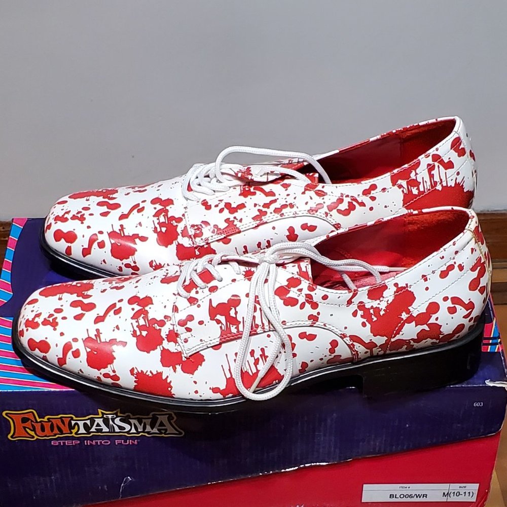 White bloody oxford shoes